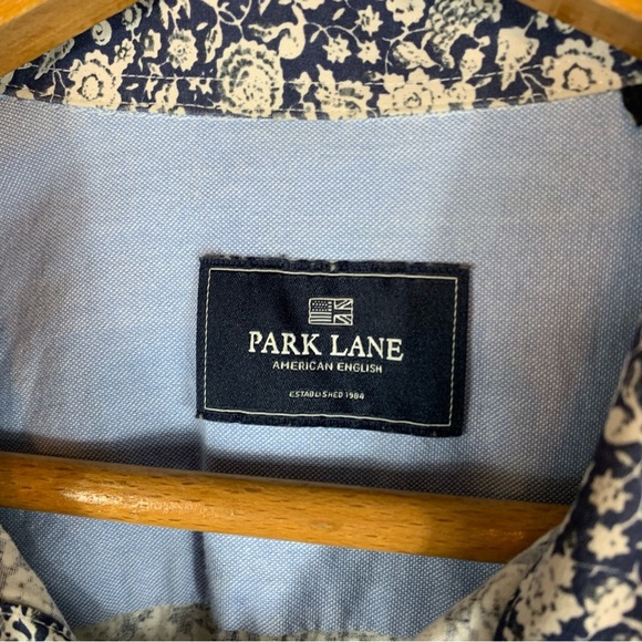 Park Lane American English Size Large Blue White Floral Button Up Men's Shirt - Picture 9 of 9